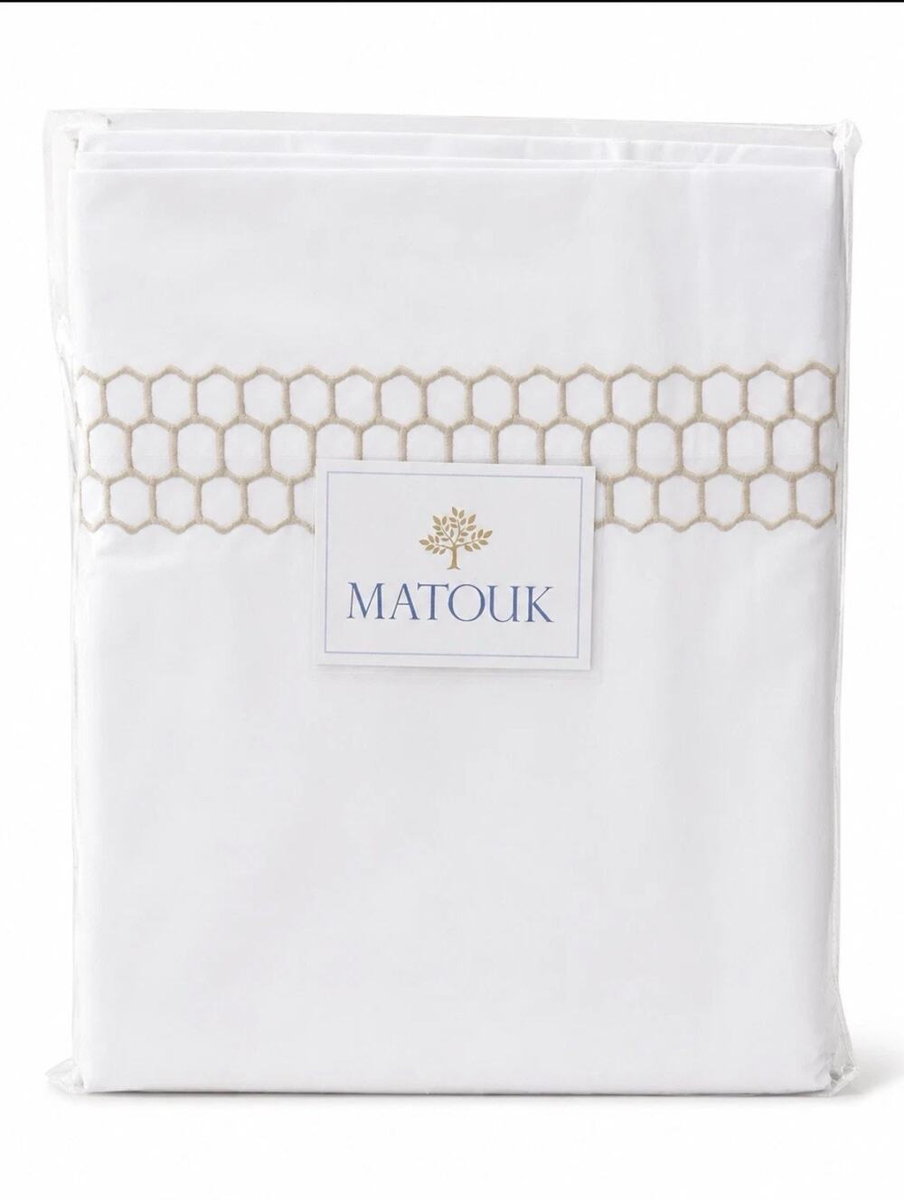 Matouk Liana Queen 100% Cotton champagne Percale Flat Sheet